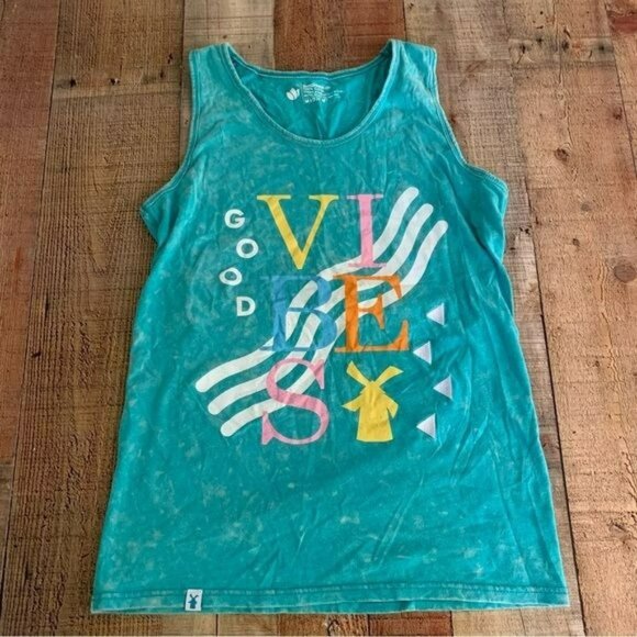 Dutch bros good vibes womens size medium blue tank top - Picture 1 of 7